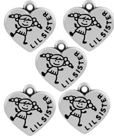 5pc -Stainless Steel sister Charms
