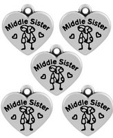 5pc -Stainless Steel sister Charms