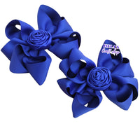 Blue pigtail bows
