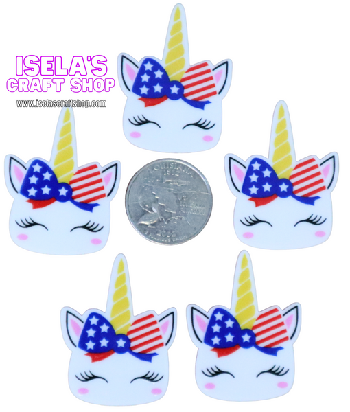 1pc- Patriotic Unicorn Resin Planar P607
