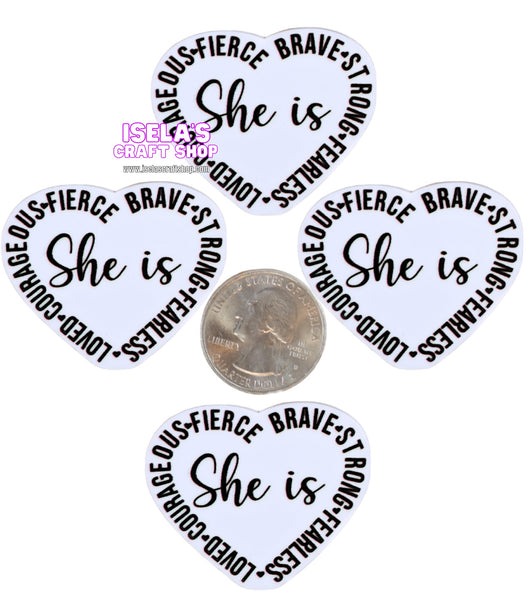 1pc -Loved.Courageous.Fierce.Brave.Strong.Fearless-Resin Planar P763
