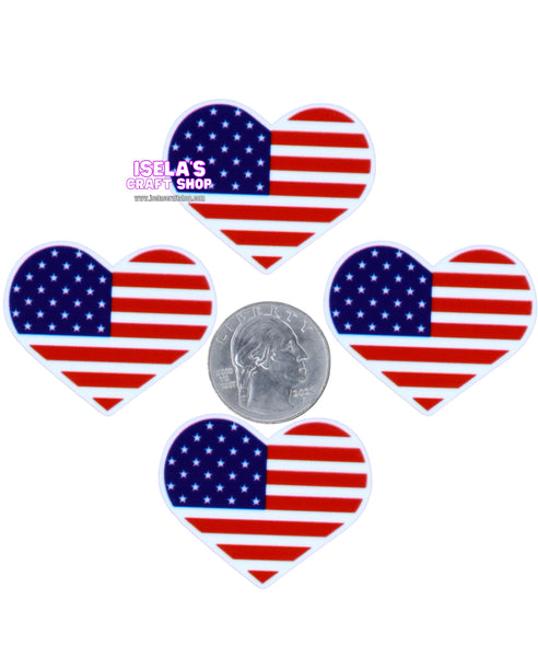 1pc - New High Quality Flag Heart Resin Planar- P1351