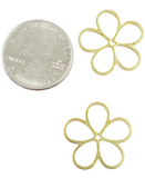5pc -RAW BRASS, flower charms C35