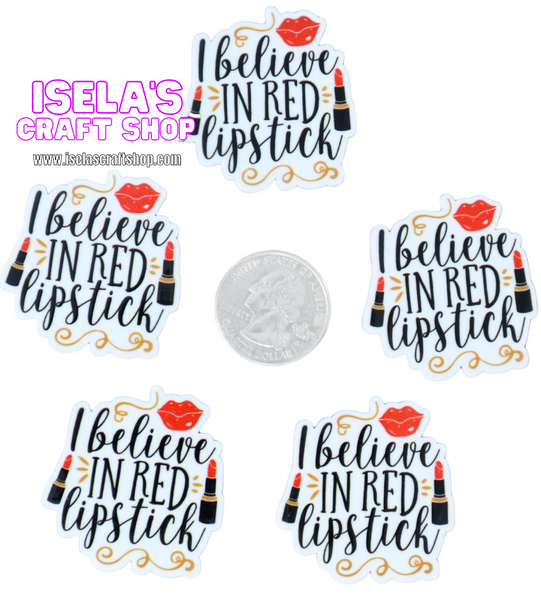 1pc -I Believe in the red lipstick Resin planar  P832