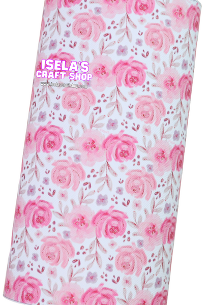 1pc- Pink Rose Faux Leather Sheet F64