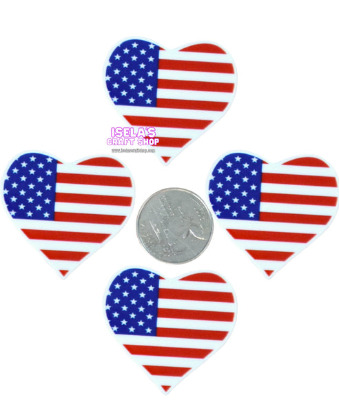 1pc - New High Quality Flag Heart Resin Planar- P865