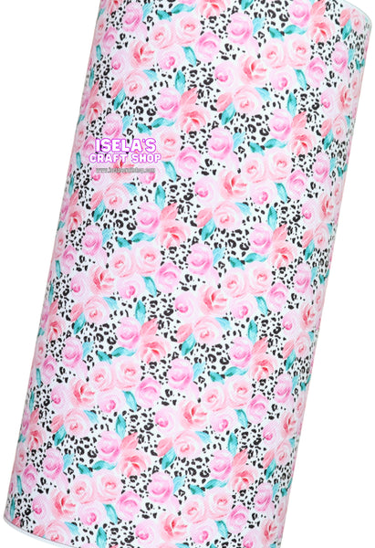 New 1pc Flower Faux Leather Sheet F594