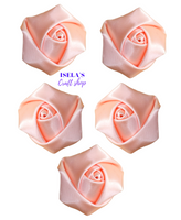 5PC -Peach  Satin Rolled Rosette Flowers H10