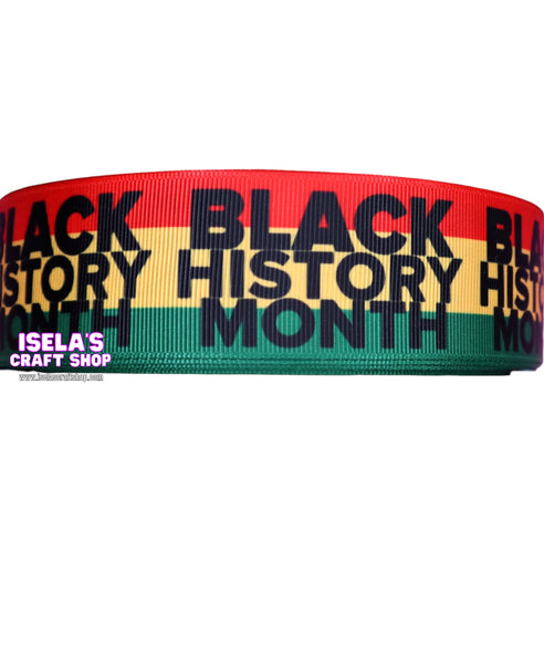 3yards -New High Quality Black History Month Ribbon-Size 1.5" 38mm-R733