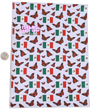 1pc Butterfly Mexican Flag /Lavender background Faux Leather Sheet F240
