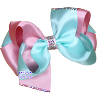 Unique Two-Color Satin Handmade Hair Bows for Girls