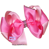 Unique Two-Color Satin Handmade Hair Bows for Girls