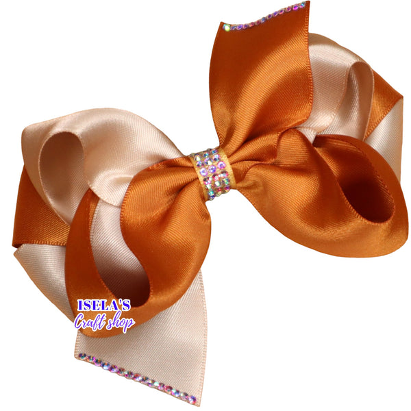 Unique Two-Color Satin Handmade Hair Bows for Girls