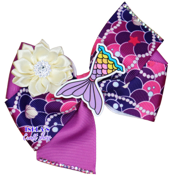 4" Mermaid Fishtail Handmade Hair Bow