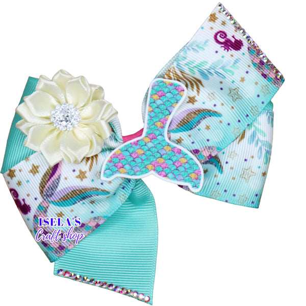 4" Mermaid Fishtail Handmade Hair Bow
