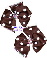 Brown Pigtail Handmade Hair Bows