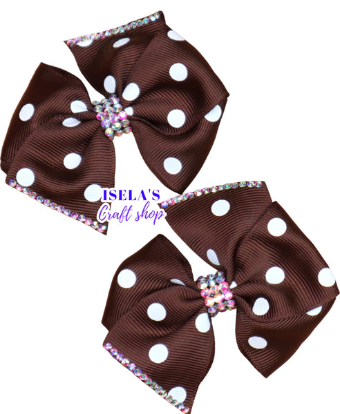 Brown Pigtail Handmade Hair Bows