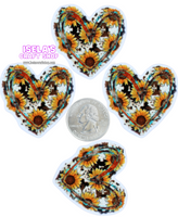 1pc-Sunflower Cow Heart Print Resin Planar P162