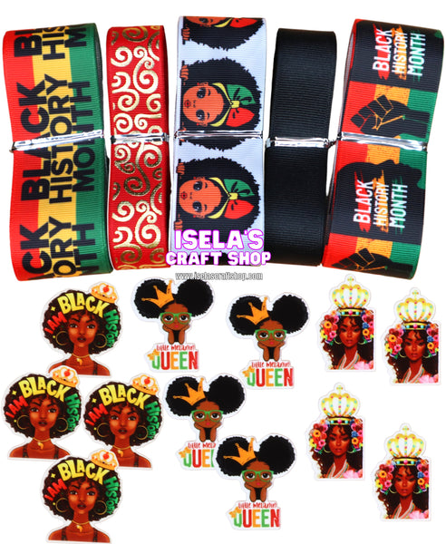 Black History Month Crafters Ribbon/Resin Planar Bundle B31