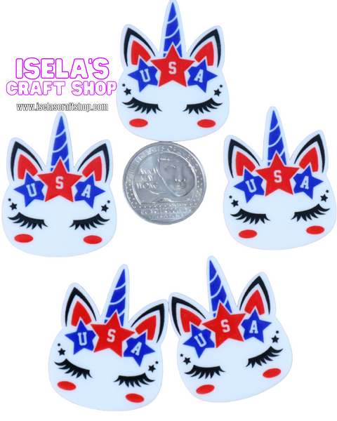1pc- Patriotic Unicorn Resin Planar P603