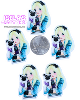 1pc-Girl with pug dog Resin Planar P430