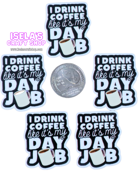 1pc -I drink Coffee Resin planar  P1037