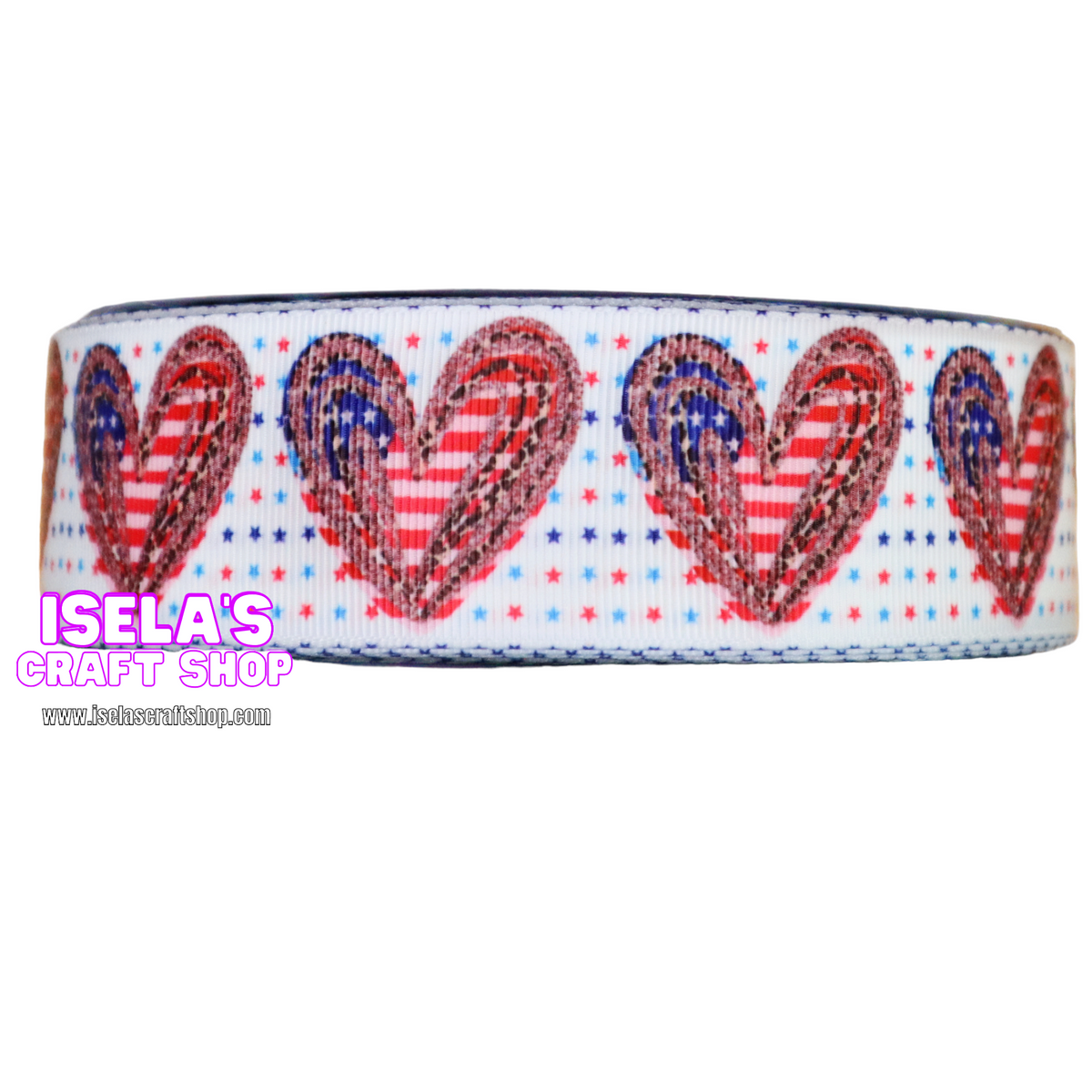 3Yards-New Flag Heart Ribbon size 1.5