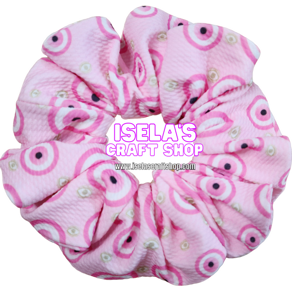 Pink Evil Eye Print Handmade Oversized  Scrunchie S13
